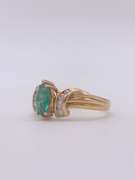18kt Yellow Gold, Emerald, & Diamond Cocktail Ring