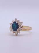 14kt Gold Blue Sapphire & Diamond Halo Cocktail Ring