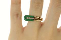 14K Yellow Gold Retro Malachite Diamond Statement Wrap Ring