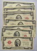 5 Types $ 2 Red Seal US Notes