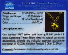 Extremely Rare 14k Gold over 30cts Gemstone Ball Pendant and Chain