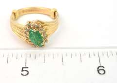 Classy Emerald & Diamond Ring in 14KT Yellow Gold