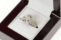 10K White Gold Diamond Flower Cluster Bypass Engagement Ring