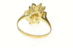 10K Yellow Gold Floral Ornate Diamond Cluster Statement Ring