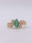 18kt Yellow Gold, Emerald, & Diamond Cocktail Ring