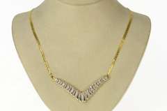 10K Yellow Gold 1.79 Ctw Diamond Chevron Channel Statement Necklace