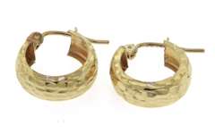 Nice Yellow Gold Textured Mini Hoop Earrings