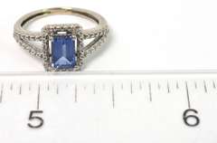 Beautiful Sapphire Ring in White Gold, Size 2-3/4