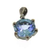 Lot of Sterling Silver Key Pendant and Blue Stone Pendant