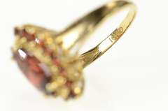 10K Yellow Gold Marquise Garnet Halo Statement Cocktail Ring