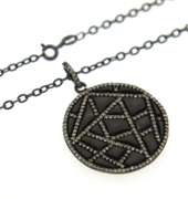 Silver Oxi Quilted Diamond Pendant on Chain