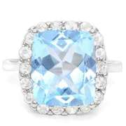 STERLING SILVER RING 10*12 MM CUSHION CUT BABY SWISS BLUE TOPAZ RING