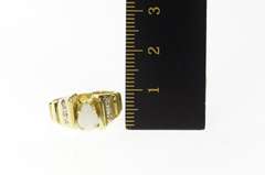 10K Yellow Gold Pear Natural Opal Diamond Squared Statement Ring