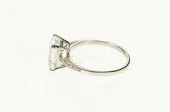 14K White Gold Classic Emerald Cut Accent Travel Engagement Ring
