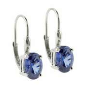 Sterling Silver Tanzanite Oval Lever-Back Earrings