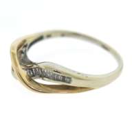 Beautiful Two Tone Gold Baguette Diamond Crossover Band