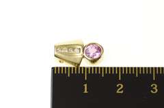 14K Yellow Gold Pink Sapphire Diamond Squared Drop Pendant