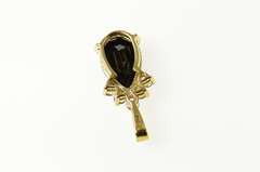 10K Yellow Gold Pear Faceted Black Onyx CZ Statement Pendant