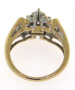 Dazzling Yellow Gold Marquise Baggeutte Engagement Ring