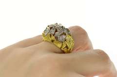 18K Yellow Gold J Rossi Designer Diamond Geometric Cocktail Ring