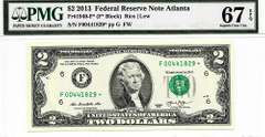 Superb Gem Crisp $2 2013 Star Note FRB Atlanta PMG 67 EPQ!
