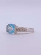 14kt Gold Blue Topaz & Diamond Cocktail Ring