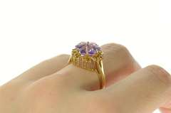 10K Yellow Gold Carved Amethyst Star Citrine Halo Cocktail Ring