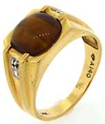 Elegant 14kt Men's Tigers Eye Ring