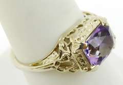 Beautiful Vintage 14K Filigree Amethyst Ring, Size 7.75