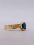 18kt Gold, Blue Sapphire, & Diamond Band Ring