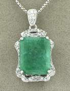 Lovely Natural Emerald & Sapphire Necklace in Sterling Silver