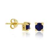 18K Gold over Sterling Silver Sapphire 4mm Round Stud Earrings