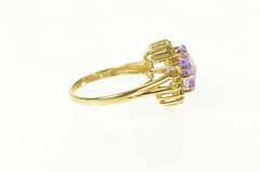 10K Yellow Gold Carved Amethyst Star Citrine Halo Cocktail Ring