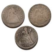 1850 O 1857 O &1891 O Seated Dimes