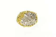 18K Yellow Gold J Rossi Designer Diamond Geometric Cocktail Ring