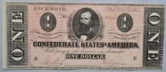 Fresh Clean Red Unc Feb 17 1864 Series $ 1 CSA Note.
