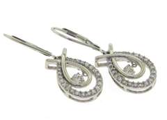Shimmering White Gold Heartbeat Diamond Dangle Earrings