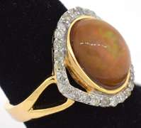 Majestic 3.54CT Opal & 0.47CTW Diamond Ring in Vermeil