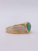 18kt Yellow Gold, Emerald, & Diamond Cocktail Ring