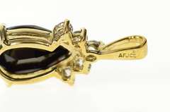 10K Yellow Gold Pear Faceted Black Onyx CZ Statement Pendant