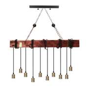 10 Lights E27 110V Wood Beam Industrial Pendant Light