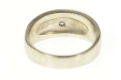 14K White Gold Men's Diamond Retro Ornate Wedding Band Ring