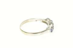 14K White Gold Oval Tanzanite Diamond Wedding Band Ring
