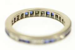 10K White Gold 1.04 Ctw Art Deco Diamond Sapphire Wedding Ring