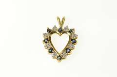 10K Yellow Gold Sapphire Diamond Classic Heart Love Symbol Pendant