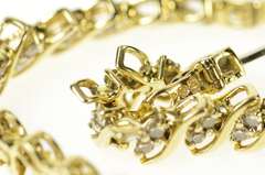 14K Yellow Gold 1.82 Ctw Wavy Diamond Cluster Classic Tennis Bracelet