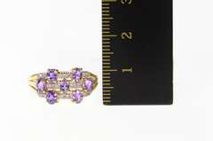 10K Yellow Gold Amethyst Diamond Tiered Statement Band Ring