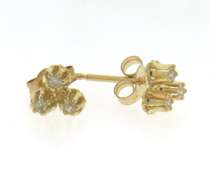 Dazzling Yellow Gold 3 Diamond Buttercup Earrings