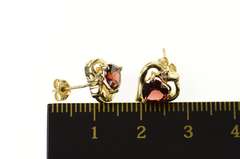 10K Yellow Gold Heart Garnet Diamond Accent Stud Earrings