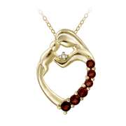 18K Gold over Sterling Silver & Diamond Accent Mother and Baby Heart Necklace